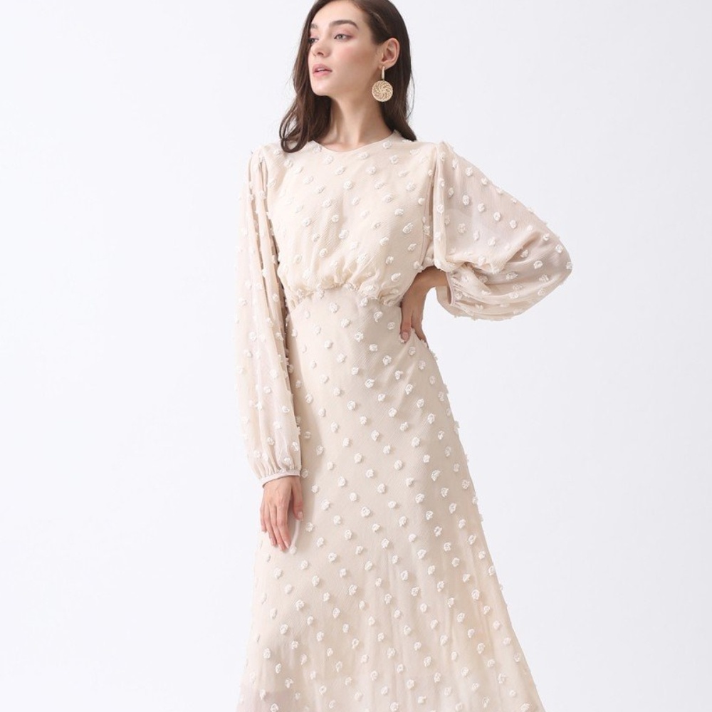 ChicWish Maternity Cotton Candy Sheer Dress- cream